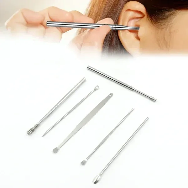 6PCS EAR TOOL PIPE, Ear Wax Removal Kit – 6 Pcs Portable Ear Cleaning Tool with Keychain Holder | Reusable & Travel-Friendly(1566)