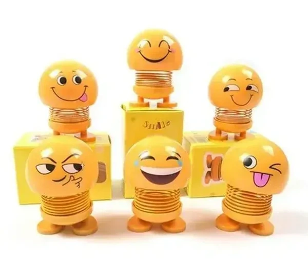 1PC EMOJI DOLL, Emoticon Figure Smiling Face Spring Doll,  Smiling Face Emoticon Spring Toy   (2219) - Yellow, Pack of 1