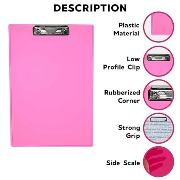 WRITING PAD COLOR, Exam Pad Transparent Colour Clipboard in School or Office or College (2190)