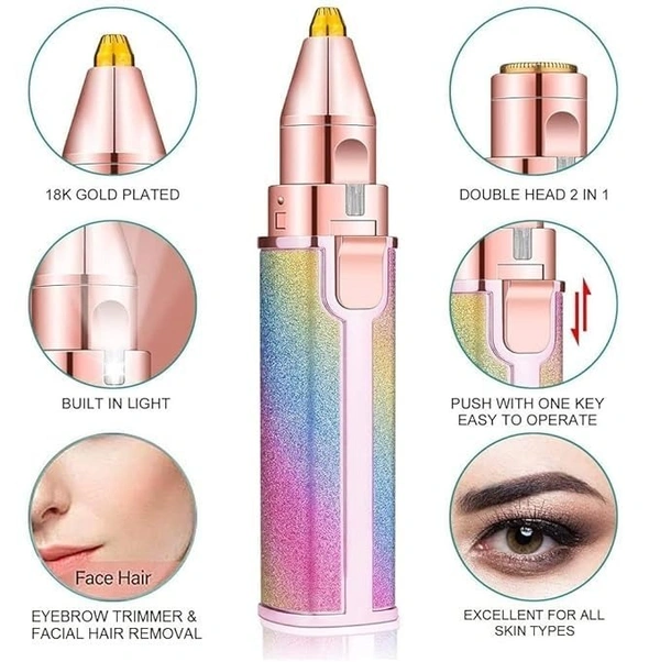 RAINBOW EYEBROW TRIMMER, 2 IN 1 USB JARI FLAWLESS EYEBROW TRIMMER EYEBRAW BLAWLESS HAIR REMOVAL RAINBOW FLAWLESS 2 IN 1 USB FLAWLESS TRIMMER RAINBOW (1254)
