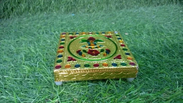 MINI BAJAT, Fancy Wooden Designer Bajot – Traditional Handcrafted Pooja Chowki for Home Decor(1626)