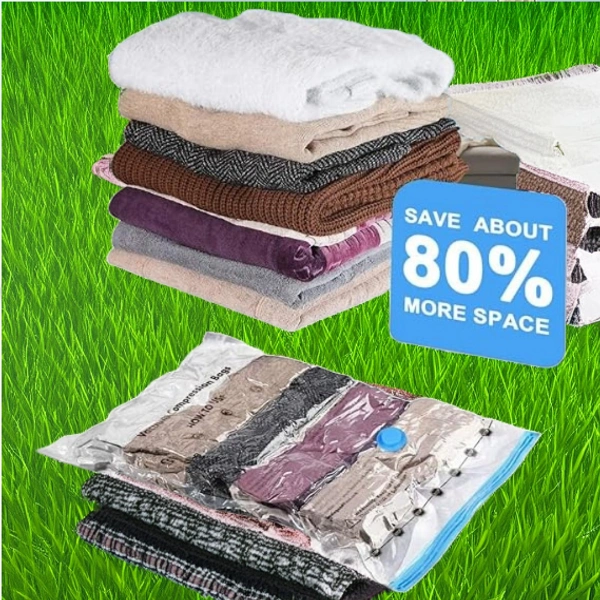 VACCUM STORAGE BAGS l Vacuum Bags,Clothes Storage Bag,Vacuum Bags For Clothes,Cloth Storage Bag,Vacuum Bags For Clothes With Pump,Packing Bags For Clothes,Vacuum Storage Bags,Cloth Bags - Pack of 5 Bags