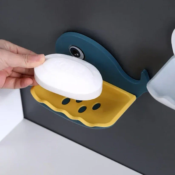 FISH SOAP HOLDER, Fish Shape Double Layer Adhesive Waterproof Wall Mounted Soap Bar Holder Stand Rack for Bathroom Shower Wall Kitchen (786) - Pack of 1