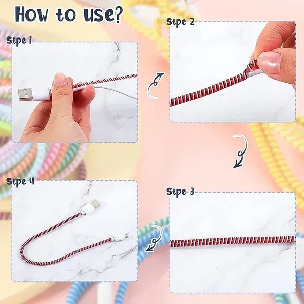 CABLE SPRING COVER, Flexible Spiral Cable Protector Sleeve,  Wire Protector Sleeve for Charger & Earphone Cables (2335) 