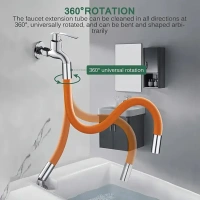 WATER TAP EXTENDER 46CM, Flexible Water Tap Extender - 360° Adjustable Foaming Extension Tube with Connector (46cm)(1174)