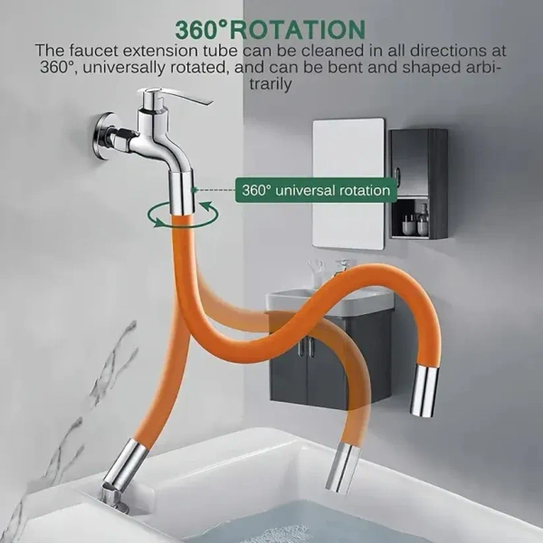 WATER TAP EXTENDER 46CM, Flexible Water Tap Extender - 360° Adjustable Foaming Extension Tube with Connector (46cm)(1174)