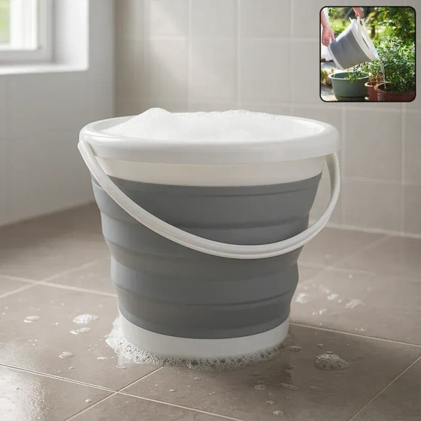 FOLDING BUCKET, Collapsible Folding Bucket – Portable & Space-Saving Utility Pail with Sturdy Handle for Cleaning, Car Wash, Gardening, Camping & Travel(2748)