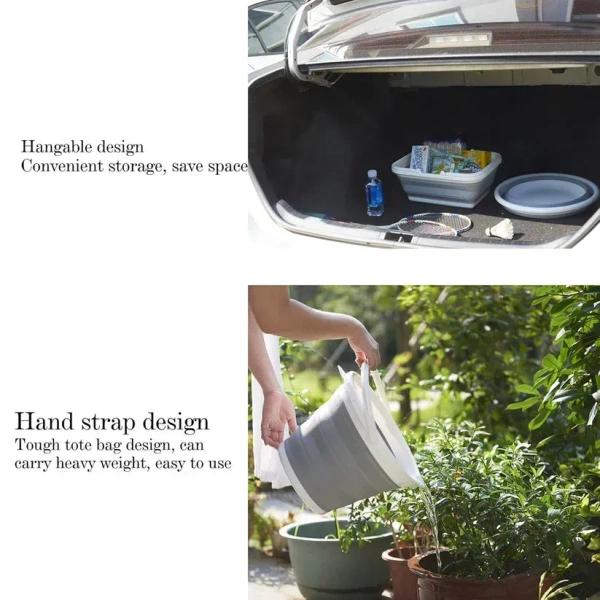 FOLDING BUCKET, Collapsible Folding Bucket – Portable & Space-Saving Utility Pail with Sturdy Handle for Cleaning, Car Wash, Gardening, Camping & Travel(2748)