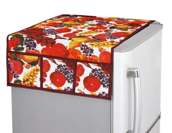 FRIDGE TOP COVER, Fridge Top Cover – Dustproof, Waterproof & Decorative Protector with Storage Pockets(2116)