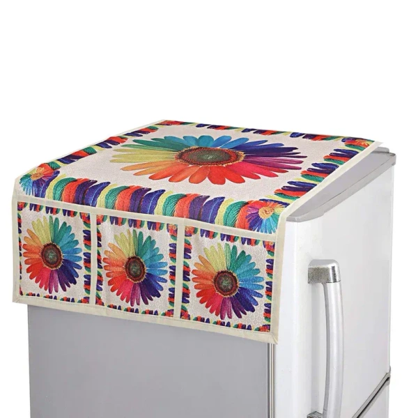 FRIDGE TOP COVER, Fridge Top Cover – Dustproof, Waterproof & Decorative Protector with Storage Pockets(2116)