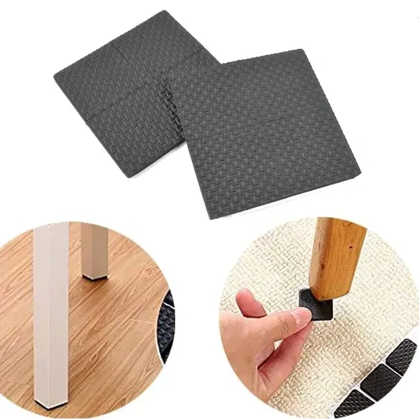 8PCS FURNITURE PAD, Furniture Protection Pads – 8 Pcs Set | Anti-Scratch, Noise-Reducing Floor Protectors for Chairs, Tables & Sofas(19099) - Black