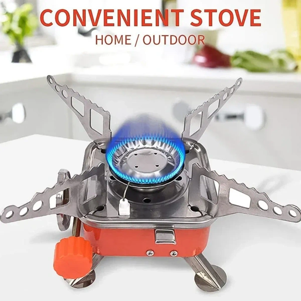 MINI GAS STOVE, Mini Square Camping Stove – Portable Outdoor Gas Burner for Hiking, Backpacking & Emergency Use(2438)