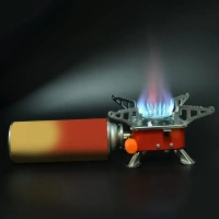 MINI GAS STOVE, Mini Square Camping Stove – Portable Outdoor Gas Burner for Hiking, Backpacking & Emergency Use(2438)