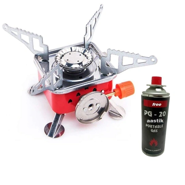 PORTABLE STOVE WITH GAS, Gas Stove Picnic Camping Stove Folding Furnace Gas Stove Outdoor Cooking Gas Burners((LightGas stove+1Gas Canister)  (2191)