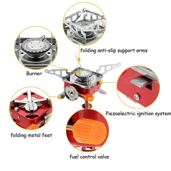 PORTABLE STOVE WITH GAS, Gas Stove Picnic Camping Stove Folding Furnace Gas Stove Outdoor Cooking Gas Burners((LightGas stove+1Gas Canister)  (2191)