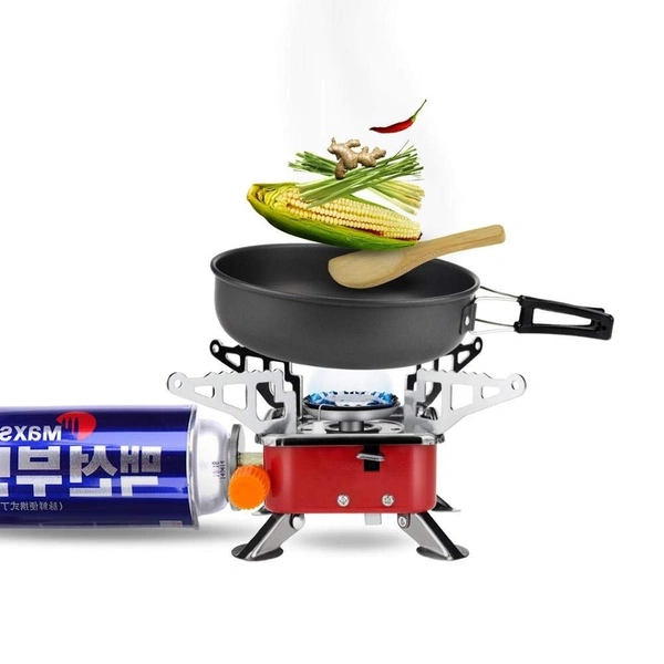 PORTABLE STOVE WITH GAS, Gas Stove Picnic Camping Stove Folding Furnace Gas Stove Outdoor Cooking Gas Burners((LightGas stove+1Gas Canister)  (2191)