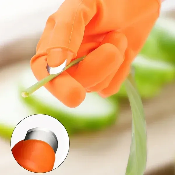 THUMB CUTTER GLOVES, Gloves Silicone Thumb Knife Finger Protector Gears Cutting Vegetable (1244) - Blaze Orange