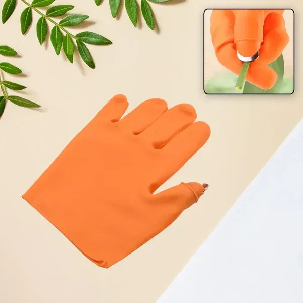 THUMB CUTTER GLOVES, Gloves Silicone Thumb Knife Finger Protector Gears Cutting Vegetable (1244) - Blaze Orange