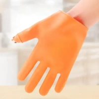 THUMB CUTTER GLOVES, Gloves Silicone Thumb Knife Finger Protector Gears Cutting Vegetable (1244) - Blaze Orange