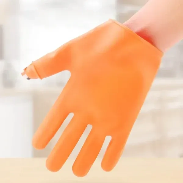 THUMB CUTTER GLOVES, Gloves Silicone Thumb Knife Finger Protector Gears Cutting Vegetable (1244) - Blaze Orange