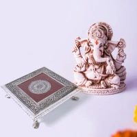 BAJAT, Square Pooja Chowki Patla / Bajot – 20×20 CM Traditional Puja Platform (1 Pc)(1169)