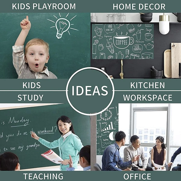 GREEN BOARD STICKER 45*200CM, Green Chalkboard Vinyl Wall Sticker 45x200 cm | Self-Adhesive Removable Blackboard Decal for Home, Office & School(2548)