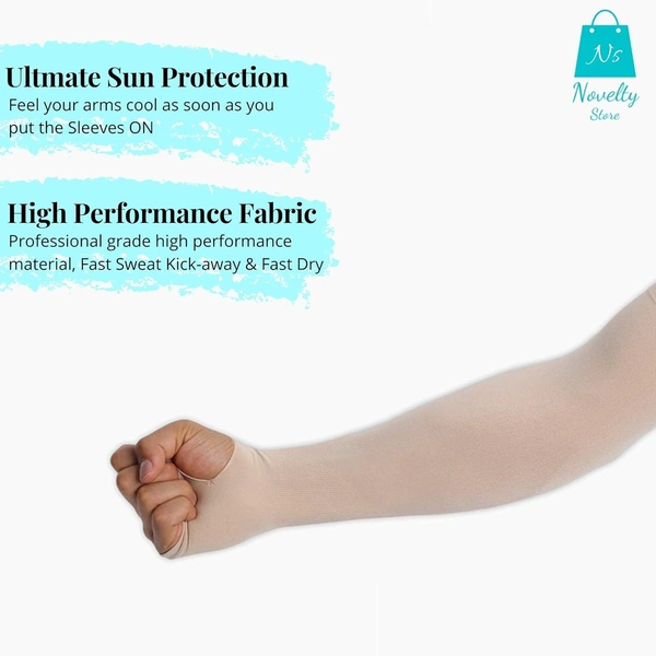 PRO RIDER HAND SLEEVES, Pro-Rider Cooling Arm Sleeves for Men, Women & Teenagers UV Sun Protection Hand Sleeves with Thumb Breathable (1869) - SKIN COLOR, Pack of 1 Pair
