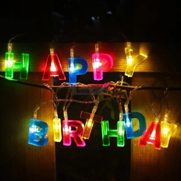 LED BIRTHDAY LIGHT, Happy Birthday LED String Lights – 13-Letter Battery-Operated Decorative Lights (Multicolour)(348)