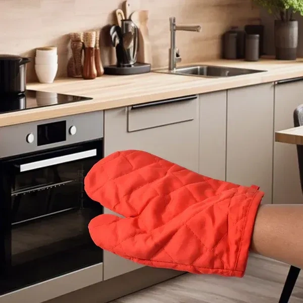 OVEN HAND GLOVE, Heat-Resistant Cotton Kitchen Oven Mitt Glove | Protective Cooking & Baking Hand Glove for Microwave, BBQ & Oven Use (Multicolor, 1 Pc)(611)
