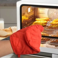 OVEN HAND GLOVE, Heat-Resistant Cotton Kitchen Oven Mitt Glove | Protective Cooking & Baking Hand Glove for Microwave, BBQ & Oven Use (Multicolor, 1 Pc)(611)