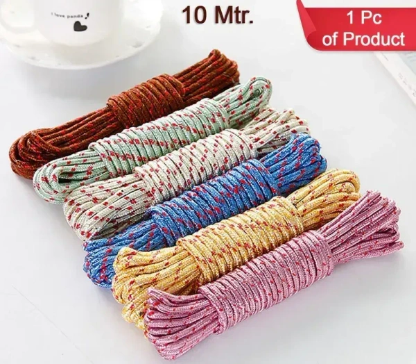 10MTR CLOTH DRYING ROPE, 0M Heavy-Duty Nylon Clothesline Rope – Portable & Sturdy for Outdoor, Indoor, Camping(1604)