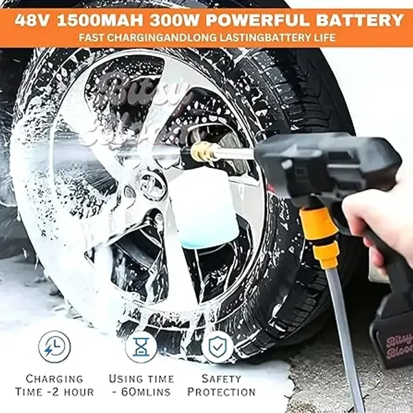 DUAL BATTERY WASHER GUN, 48V Dual Battery High-Pressure Car Washer Gun – Cordless, Portable, Powerful Cleaning(1785)