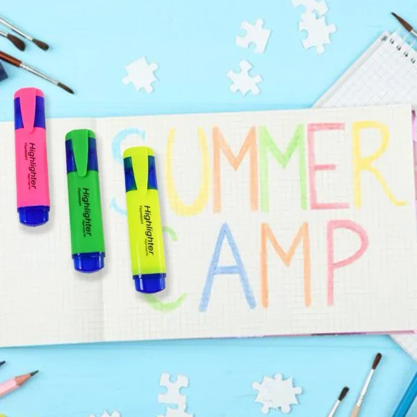 3PCS HIGHLIGHTER PEN, Highlighter Pen, Assorted Colours Water Based Broad Tip Writing Marker (2110)