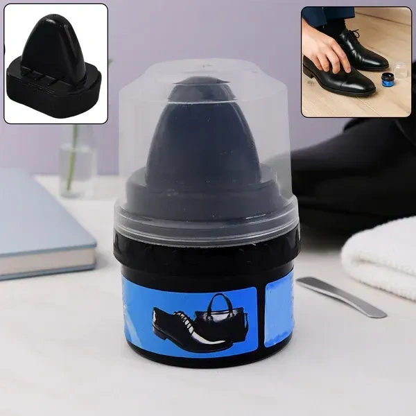 SHOE POLISH N SPONGE,  Instant, Mess-Free Shine for Leather Footwear (2253)   - Black