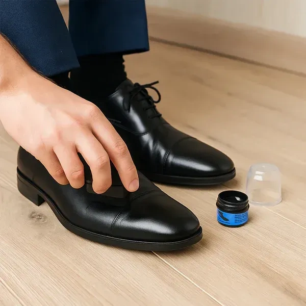 SHOE POLISH N SPONGE,  Instant, Mess-Free Shine for Leather Footwear (2253)   - Black