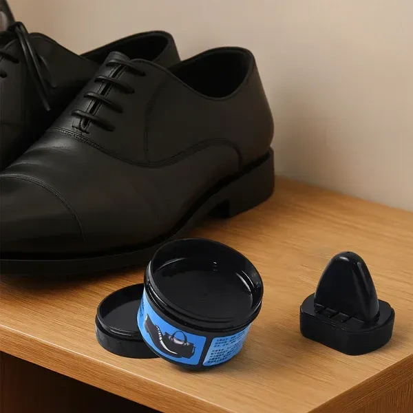 SHOE POLISH N SPONGE,  Instant, Mess-Free Shine for Leather Footwear (2253)   - Black