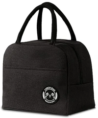 INSULATED ZIP LUNCH BAG, Insulated Lunch Bags for Women Work Student Kids to School Waterproof Thermal Cooler Tote Bag Picnic Organizer Storage Tiffin Box Portable and Reusable    (2350)                    - Black