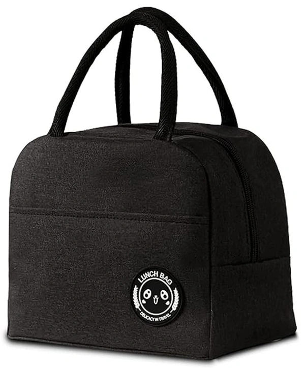 INSULATED ZIP LUNCH BAG, Insulated Lunch Bags for Women Work Student Kids to School Waterproof Thermal Cooler Tote Bag Picnic Organizer Storage Tiffin Box Portable and Reusable    (2350)                    - Black