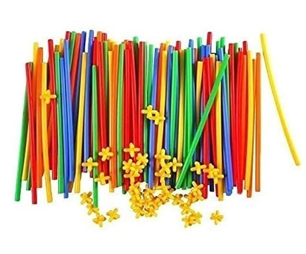 PIPE BLOCKS GAME, 100 PCS DIY Plastic Straw & Connector Building Blocks Set – Educational Construction Toy for Kids (Multicolor)(1456)