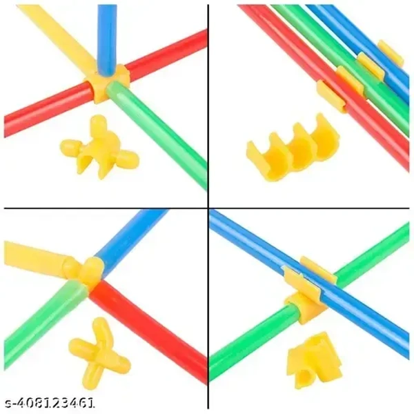 PIPE BLOCKS GAME, 100 PCS DIY Plastic Straw & Connector Building Blocks Set – Educational Construction Toy for Kids (Multicolor)(1456)