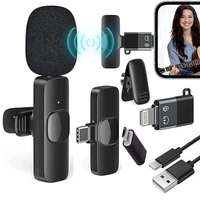 WIRELESS MICROPHONE K8 2 in 1 K8 Wireless Microphone, Digital Mini Portable Recording Clip Mic with Receiver for All Type-C Lightning Mobile Phones Camera Laptop for Vlogging YouTube Online Class, Zoom Call (1738)