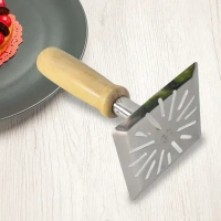 PAVBHAJI MASHER SQUARE, Pav Bhaji Masher with Wooden Handle | Square Stainless Steel Potato Masher for Kitchen (1 Pc)(2526)