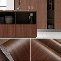 WALL PAPER WOODEN, Wolpin Kitchen Wall Stickers Wood Wallpaper DIY PVC Shelf Liner – Mahogany Brown Furniture, Wardrobe & Cupboard Decal(2599)