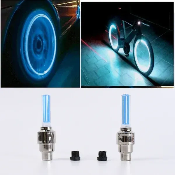 TYRE LIGHT, LED Flash Light lamp tyre Wheel Valve Sealing caps (2 Pc / Mix Color)  (484) - Pack of 2