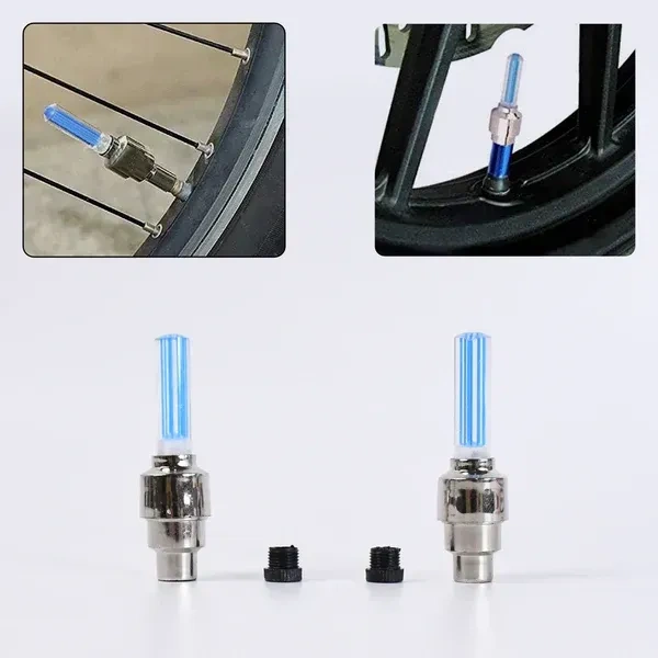 TYRE LIGHT, LED Flash Light lamp tyre Wheel Valve Sealing caps (2 Pc / Mix Color)  (484) - Pack of 2