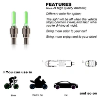 TYRE LIGHT, LED Flash Light lamp tyre Wheel Valve Sealing caps (2 Pc / Mix Color)  (484) - Pack of 2