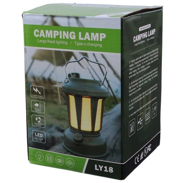 LY18 CAMPING LANTERN, Solar Camping Lamp LY18 – Portable Green LED Lantern with Handle for Outdoor & Emergency Use(2535)