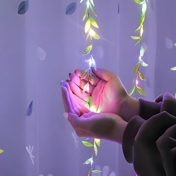 LEAF SERIES M-COLOR, Litehom Leaf Curtain String Light – 180 LED Multicolor Fairy Lights with 8 Modes | Artificial Leaf Vine for Diwali, Ganesh Puja, Navratri, Christmas & Party Decor (10x3 Ft)(2523)