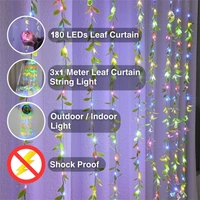 LEAF SERIES M-COLOR, Litehom Leaf Curtain String Light – 180 LED Multicolor Fairy Lights with 8 Modes | Artificial Leaf Vine for Diwali, Ganesh Puja, Navratri, Christmas & Party Decor (10x3 Ft)(2523)