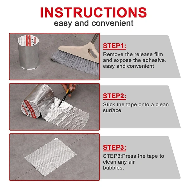 WATERPROOF TAP 4 INCH, Leakage Repair Waterproof Tape For Pipe Roof Water Solution Aluminium Foil Adhesive Sealing butyl rubber tape, Sealing Tape for Leakage (Foil tap 5M*4IN)    (2247)